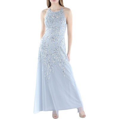 

Женское вечернее платье макси с высоким вырезом и бисером Jump Apparel для юниоров BHFO 2959, Light blue