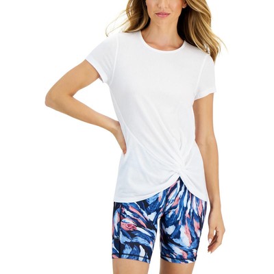 Ideology Womens White Side-Knot Quick Dry Tee Shirts & Tops L BHFO 4476