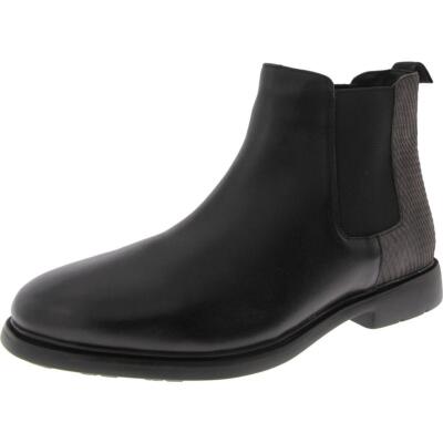 Thomas & Vine Mens Black Leather Pull On Chelsea Boots 11.5 Medium (D) BHFO 6462