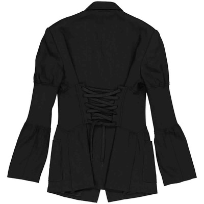 Pre-owned Burberry Ladies Black Technical Twill Reconstructed Blazer