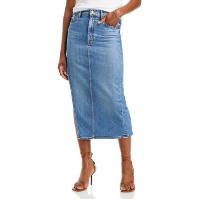 Mother Womens The Split Second Blue Denim Medium Wash Midi Skirt 25 BHFO 0227