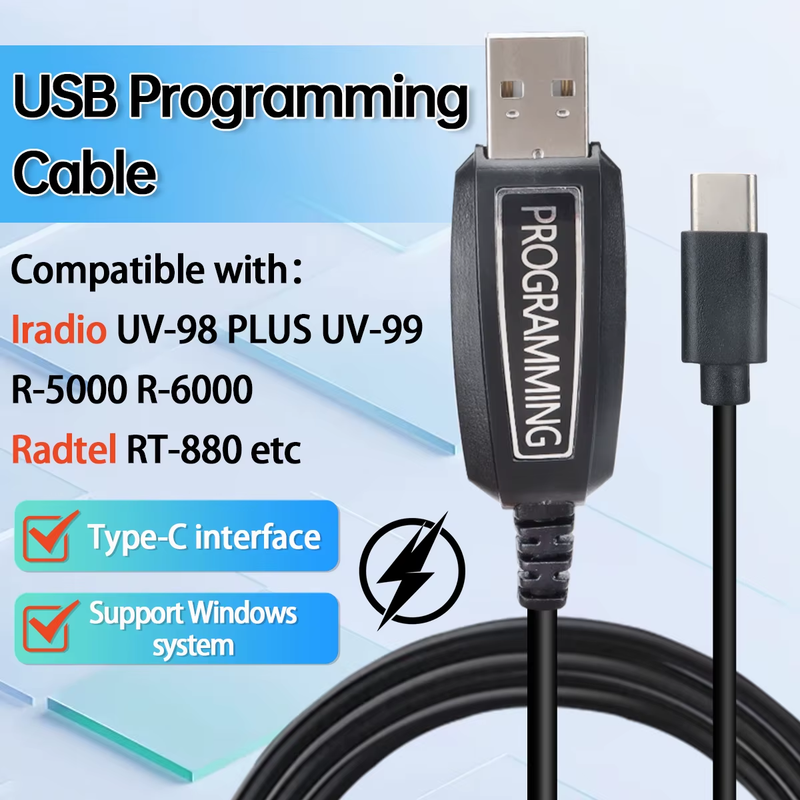 USB Programming Cable Type-C Support Windows System For UV-98 PLUS UV-99 R-5000