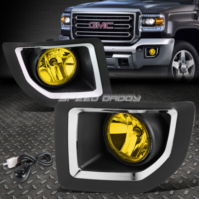 ДЛЯ 15-16 ПРОТИВОТУМАННЫХ ФАР GMC SIERRA 2500HD 3500HD С ЯНТАРНЫМИ ЛИНЗАМИ и ОБОДКОМ + ПЕРЕКЛЮЧАТЕЛЬ