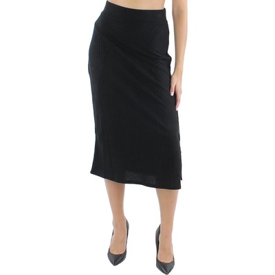 

DKNY Женская черная юбка-миди в рубчик с боковыми пуговицами  BHFO 2748, Черный