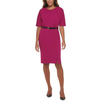 Женское фиолетовое рабочее платье Calvin Klein с коротким рукавом Petites 4P BHFO 2373