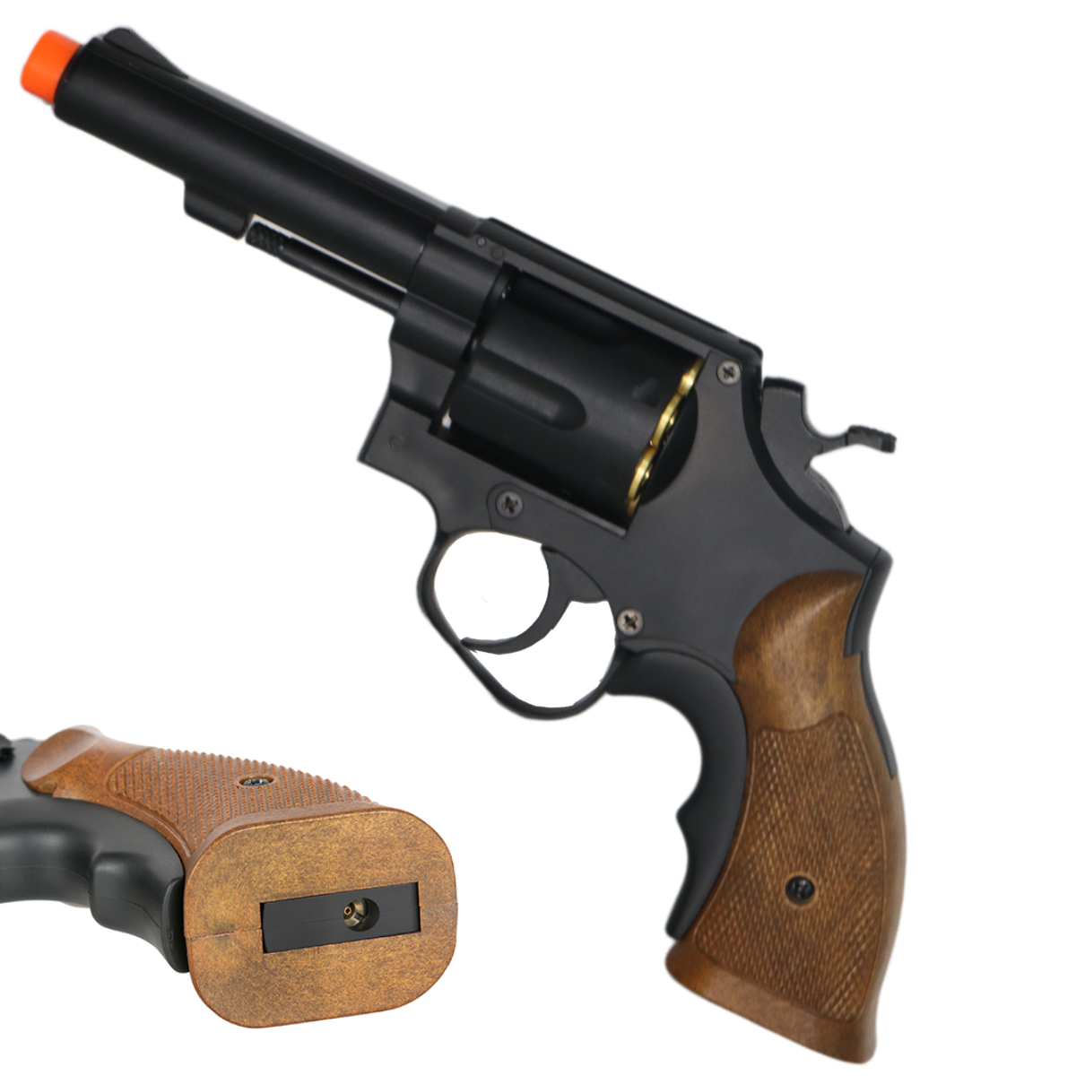 350 FPS Airsoft 357 Metal Revolver Green Gas Powered Hand Gun with 6mm BBs Pouch