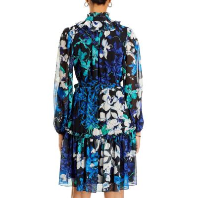 Pre-owned Kobi Halperin Womens Paisley Floral Print Ruffled Short Mini Dress Bhfo 9098 In Iris Blue Multi