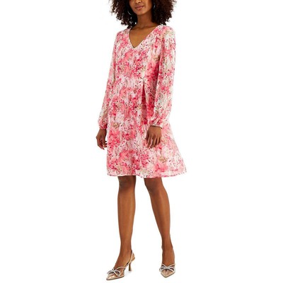 INC Womens Pink Party Short Floral Shift Dress XS BHFO 0372