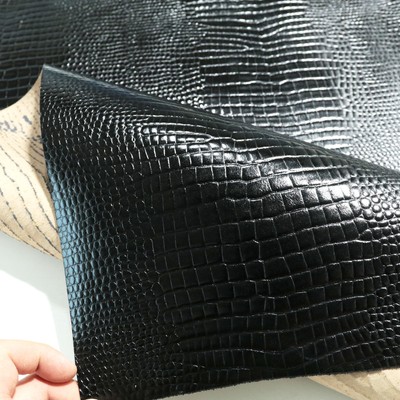 Schwarz Echtleder Nappaleder Polsterstoff Polsterleder 100x80cm CrokoOptik
