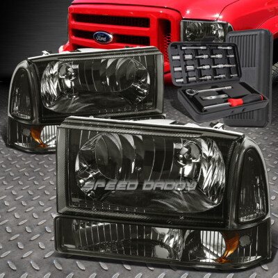 ДЛЯ 99-04 FORD SUPER DUTY ДЫМЧАТЫЙ КОРПУС, ЯНТАРНЫЕ УГЛОВЫЕ ЛАМПЫ ФАР + НАБОР ИНСТРУМЕНТОВ