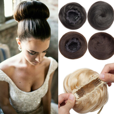 100% Real Remy Curly Chignon Messy Bun Updo Cover Clip in Hair Piece Extensions