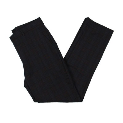 Tommy Hilfiger Mens Tate Navy Woven Plaid Dress Pants Trousers 33/32 BHFO 5413