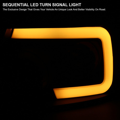 Fits Black 2004-2008 Ford F150 F-150 LED Sequential Signal Projector Headlights