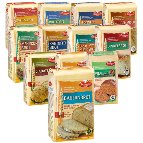 BIELMEIER KÜCHENMEISTER Brotbackmischung 12-teiliges Kennenlern-Set á 1000 g mad