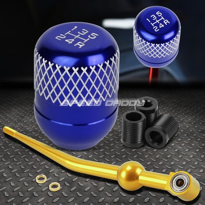 ЗОЛОТИСТЫЙ АЛЮМИНИЕВЫЙ ОДНОСКОРОСТНОЙ КОРОТКИЙ ПЕРЕКЛЮЧАТЕЛЬ ПЕРЕДАЧ + СИНЯЯ 5-СТУПЕНЧАТАЯ СЕТЧАТАЯ РУЧКА ДЛЯ EK/ EJ/ EG/DC