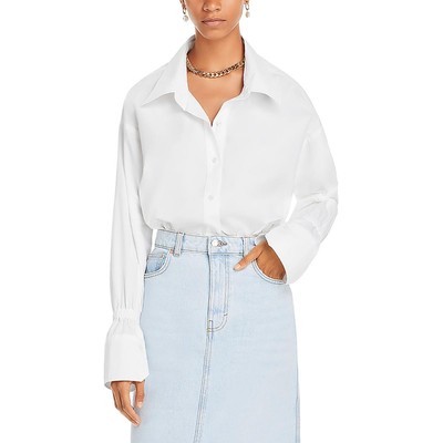 A.L.C. Womens White Cotton French Cuff Blouse Button-Down Top 0 BHFO 1521