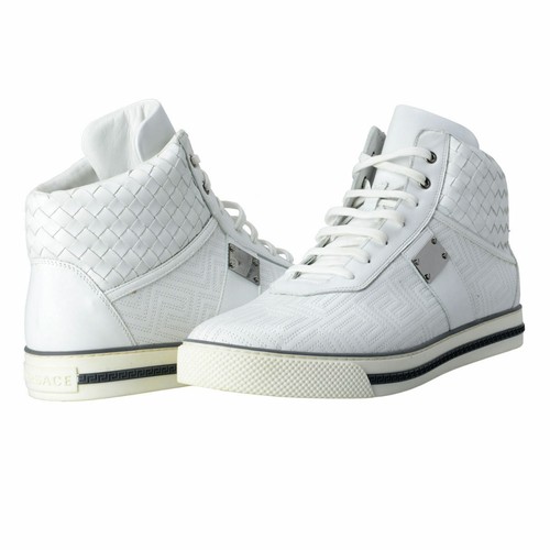 Pre-owned Versace Gianni  Men's Leather Hi Top Sneakers Shoes 10 10.5 11 11.5 12 13 14 15 In White