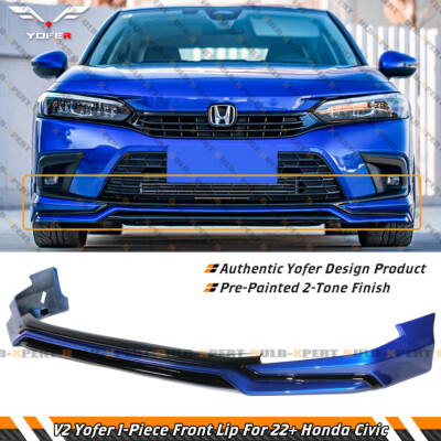 For 2022 Honda Civic Yofer V2 1PC Design Aegean Blue Front Bumper Lip Spoiler