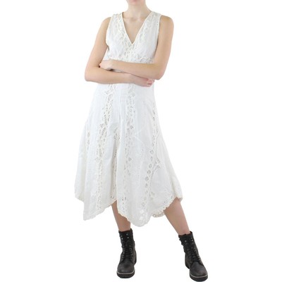 

Женское белое кружевное платье миди до щиколотки Lauren Ralph Lauren Venansia  BHFO 6439, Белый