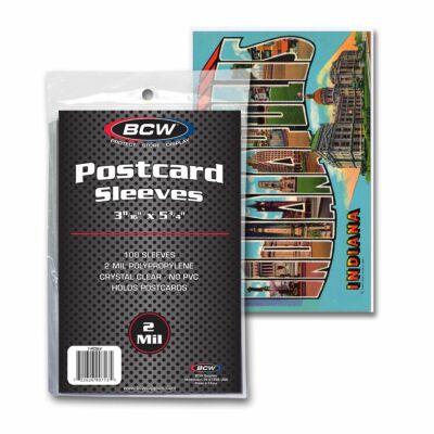 (100) Pack of BCW Postcard Soft 2mil Crystal Clear Poly Protective Sleeves