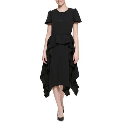 

Женское черное платье миди с оборками и пышной юбкой Karl Lagerfeld Paris  BHFO 5205, Черный