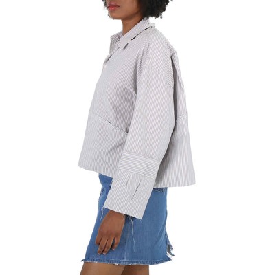 Pre-owned Maison Margiela Mm6  Ladies Striped Cotton Cropped Shirt In Multicolor