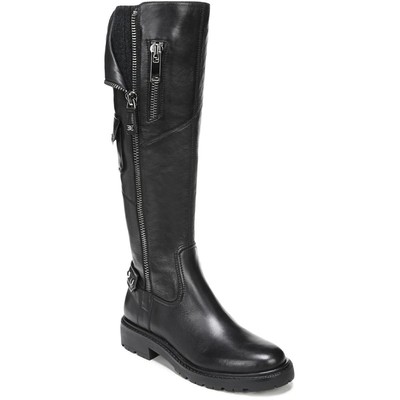 

Женские кружевные кожаные мотоциклетные ботинки Sam Edelman до колена BHFO 7479, Black leather, Lacy