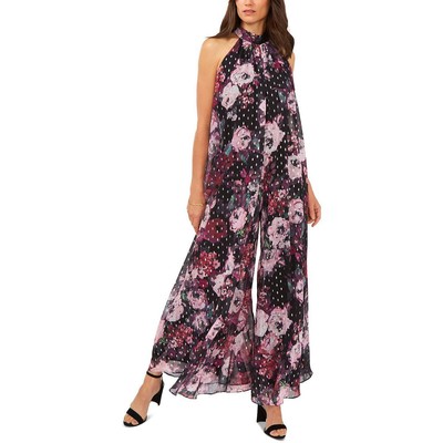 

MSK Женский черный широкий комбинезон с лямкой на шее и цветочным принтом  BHFO 2156, Purple/pink