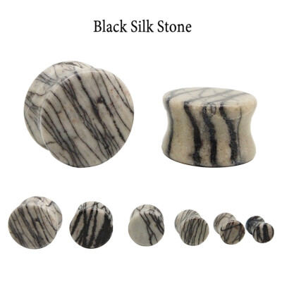 Pair Organic Stone Ear Gauges Saddle Double Flared Ear Tunnels Plugs 2G - 5/8''