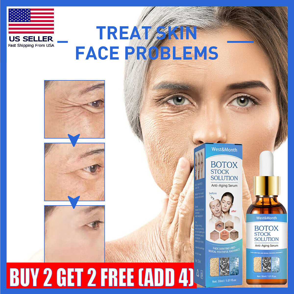 Botox Wrinkle Remover Instant Anti-Aging Face Serum Retinol Skin Tightening USA