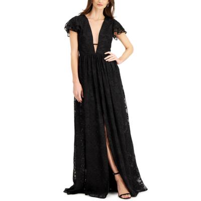 

Женское черное вечернее платье макси цвета металлик Aidan Mattox  BHFO 2728, Черный