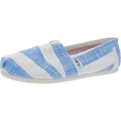 

Женские синие парусиновые туфли без шнуровки Toms 6 Medium (B,M) BHFO 9637, Blue white striped, 451114