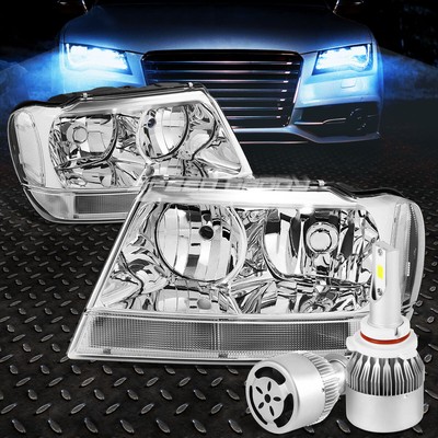 ХРОМИРОВАННЫЙ КОРПУС ФАРЫ С ПРОЗРАЧНЫМ УГЛОМ + БЕЛЫЙ СВЕТОДИОД 9006 HID + ВЕНТИЛЯТОР ДЛЯ 99-04 CHEROKEE