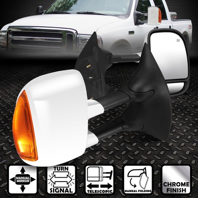 ДЛЯ 99-07 SUPERDUTY ВЫДВИЖНОЕ + СВЕТОДИОДНАЯ СИГНАЛЬНАЯ ЛАМПА ЗАДНЕГО ХРОМИРОВАННОГО БУКСИРОВОЧНОГО ЗЕРКАЛА