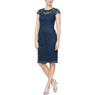 Женское темно-синее прозрачное миди-платье для коктейлей и вечеринок Alex Evenings, 6 BHFO 2026