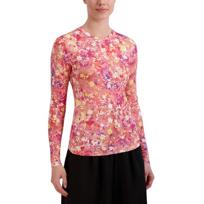 BCBGMAXAZRIA Женский розовый вязаный пуловер с круглым вырезом и цветочным рисунком, верхняя рубашка, M BHFO 2098