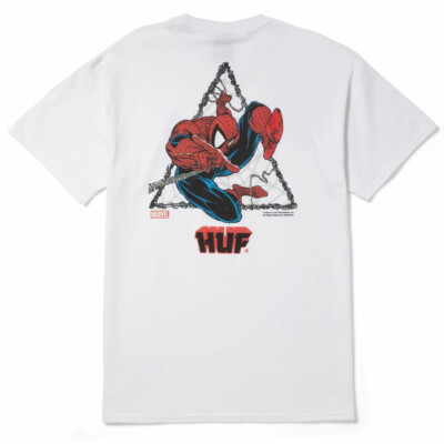HUF x Marvel Spiderman Thwip Web Tee SZ M  !! Vintage 90s comic art stussy kith