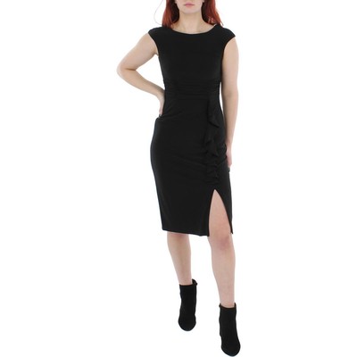 Женское черное трикотажное платье для коктейлей и вечеринок Jessica Howard Petites 8P BHFO 8959