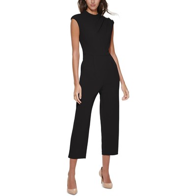 Calvin Klein Womens Black Crepe Sleeveless Button Shoulder Jumpsuit 16 BHFO 0227