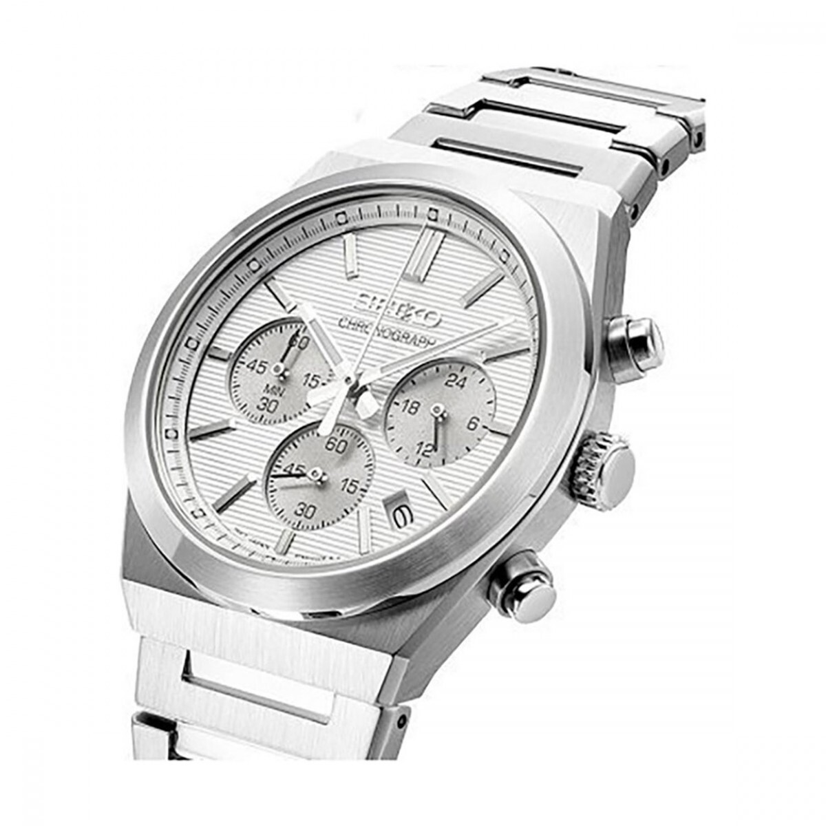 Pre-owned Seiko Ssb451p1 Silver Chronograph Stainless Steel Analog Quartz Men Casual Watch