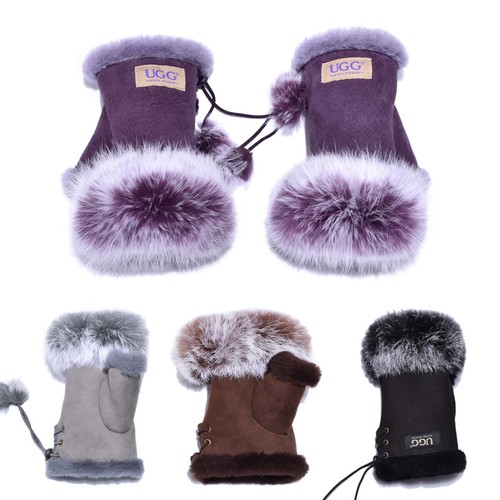 【新品未使用】UGG Faux Fur Fingerless Glove UGG Gloves Women Men Australia Premium Sheepskin Wool