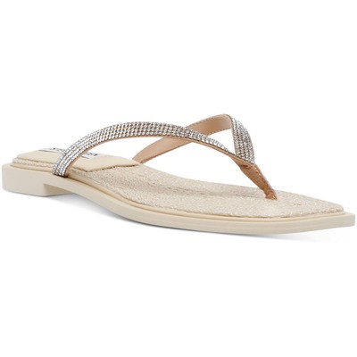 

Steve Madden Womens Abela Faux Leather Thong Sandals Flip-Flops Shoes BHFO 1925, Rhinestone, Abela