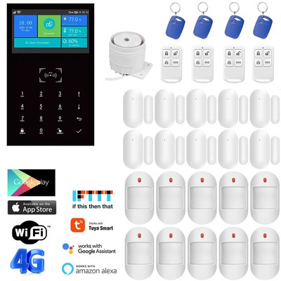 N61 Tuya WiFi+4G GSM SMS Wireless Home Security Alarm System+Amazon Alexa+Google