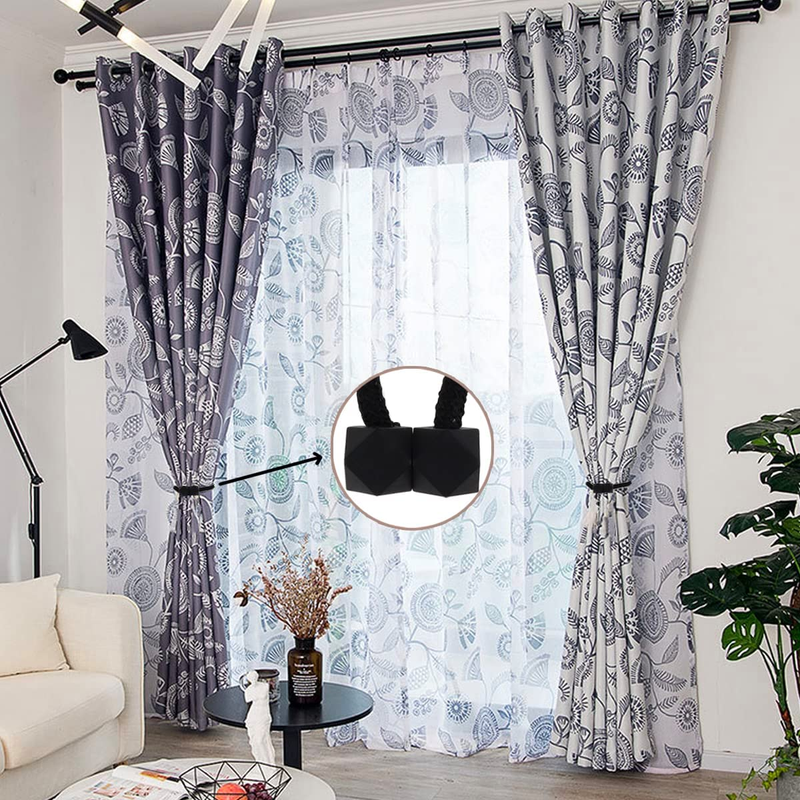 2 Pack Magnetic Black Curtain Tiebacks Drapes Ties Window Draperies Holdbacks Tw