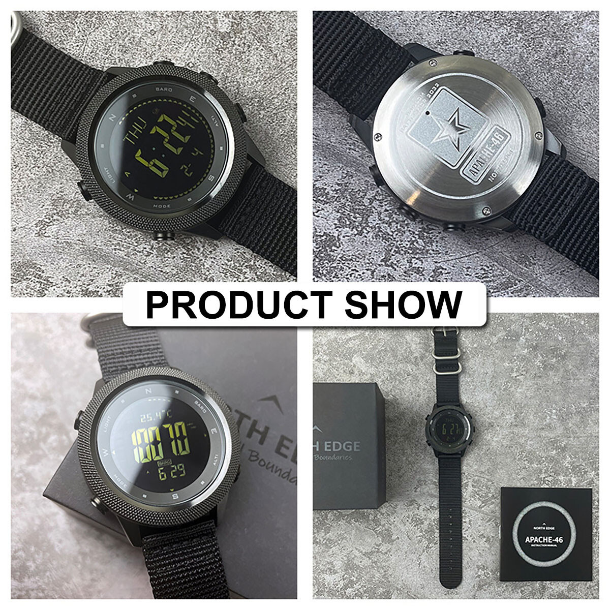 NORTH EDGE Men Digital Smart Watch Sport Tactical Altimeter Barometer Compass US
