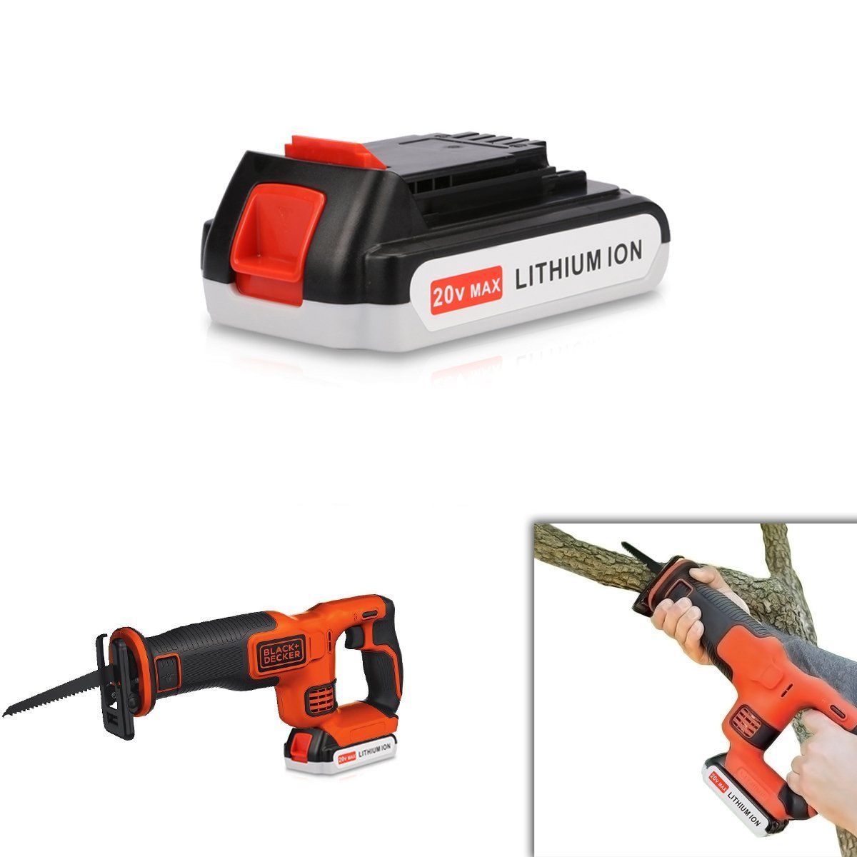 Energup 20v 2000mah Lithium-Ion Replacement Battery for BlackDecker LBXR20 LB20,