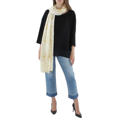 

Женский желтый прозрачный прямоугольный шарф Eileen Fisher из желтого шелка с принтом O/S BHFO 8294, Marigold