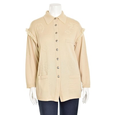 Escada Margaretha Ley Southwestern Fringe Virgin Wool Cardigan Sweater sz 38 / 8