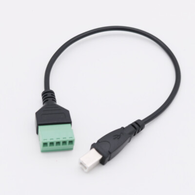 USB 2.0 B Male to 5 Pin Screw Connector with Shield Terminal Plug Adapter Cable