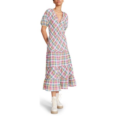 

Женское платье миди в клетку Betsey Johnson с эластичной резинкой на талии BHFO 3692